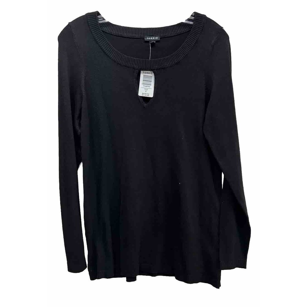 Torrid Womens Size 0 Black Keyhole Long Sleeve Pullover Sweater New (K3)